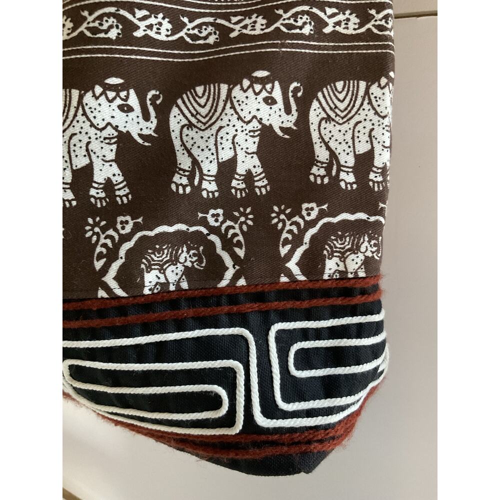 Elephant Print Boho Hobo Shoulder Bag Brown Ethnic Tribal Tote Purse - Picture 4 of 10